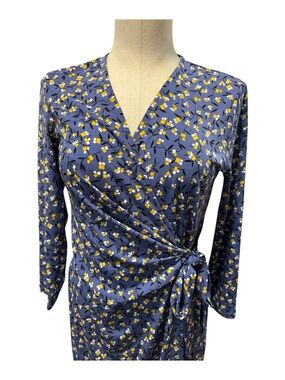 Anne Klein Faux Wrap Knee Length Dress Size 8 Side Tie